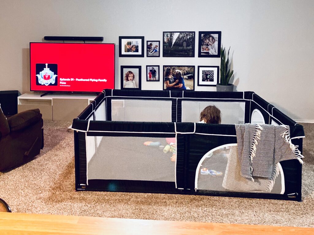 Extra large playpen for older kids with special needs. Fabric and mesh with sturdy pole design.