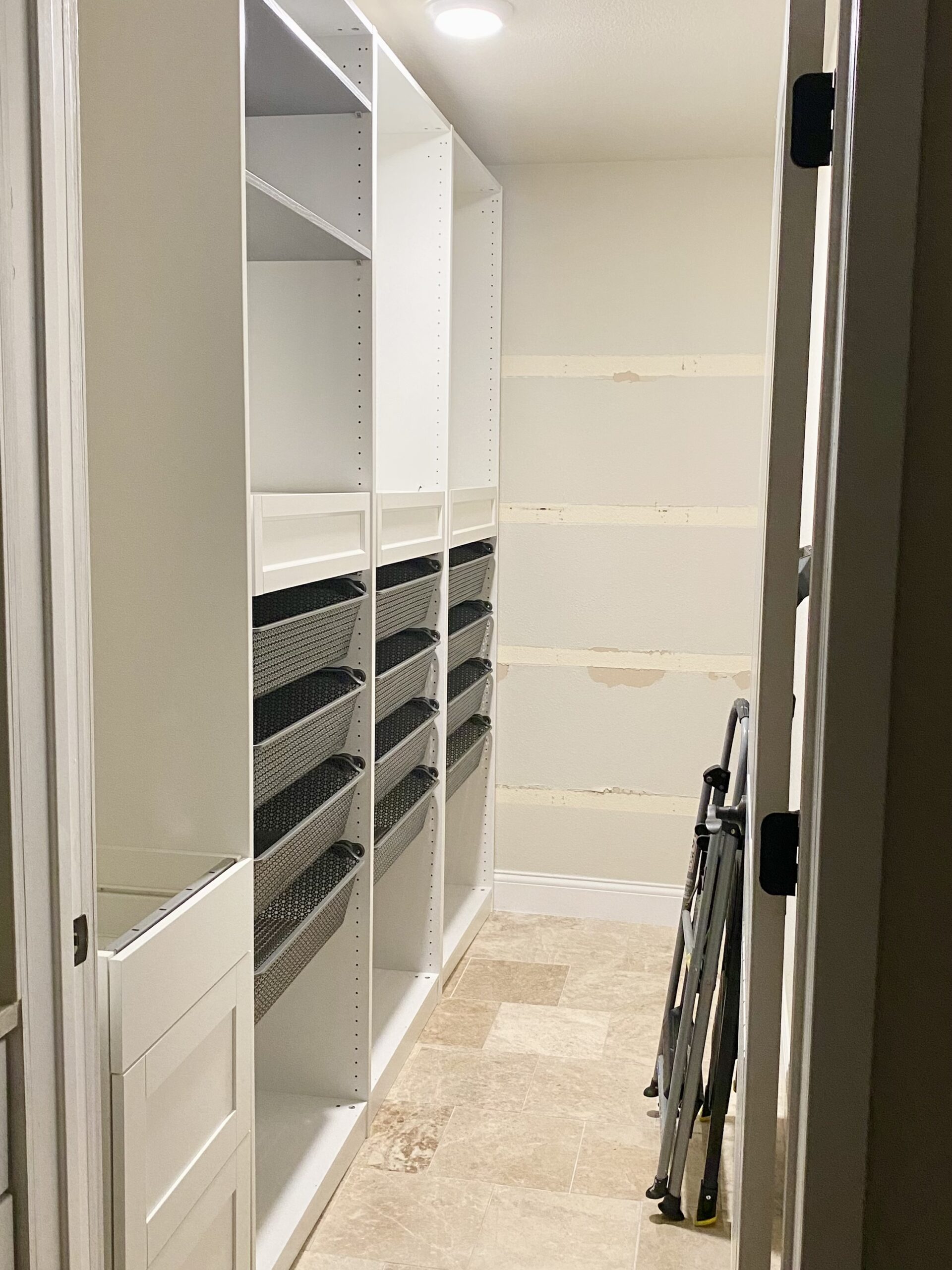 Ikea wardrobe used for a pantry in the kitchen